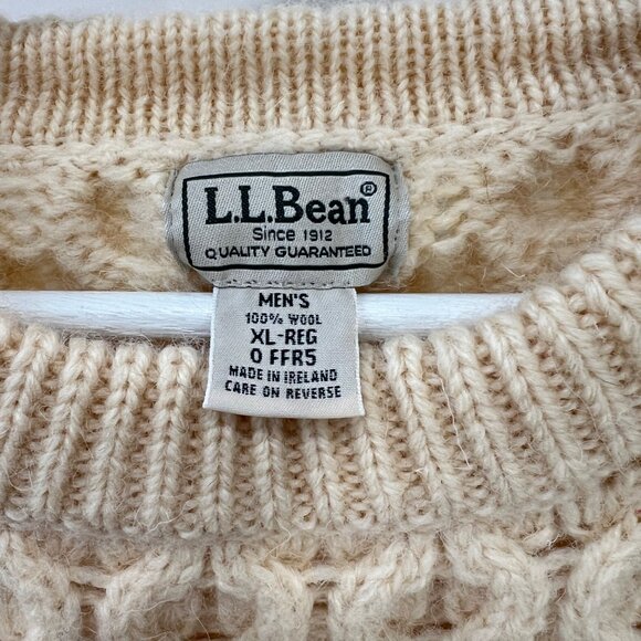 LL. Bean Men vintage Aran chunky knit sweater , cream, Size XL - Picture 3 of 6